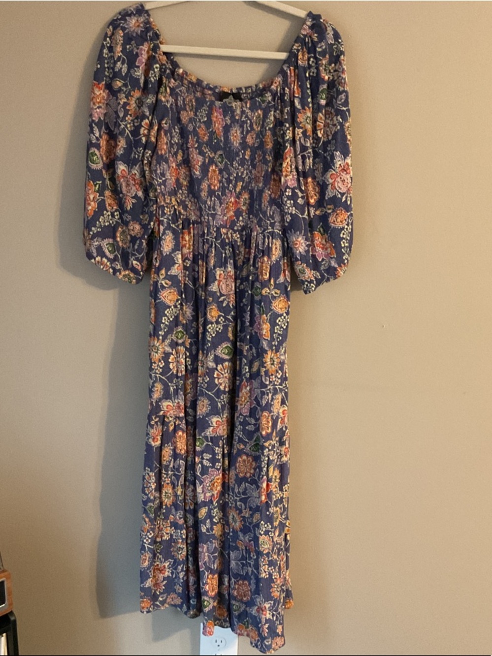 Angie Blue Floral Dress with Puff Sleeves